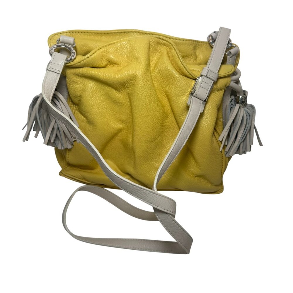 Brighton Etta Yellow Soft‎ Leather Tassel Cross Body Handbag $240 - Picture 4 of 12